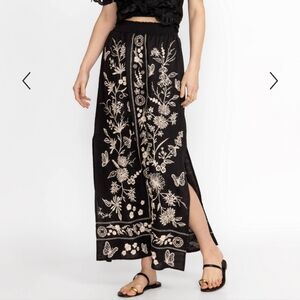 Johnny Was Domingo Embroidered Black Floral Skirt
